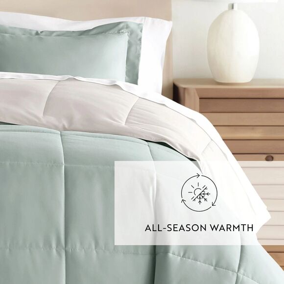 Kaycie Gray Fashion 3PC Reversible Comforter Set - All Season Down Queen Size - Picture 14 of 16